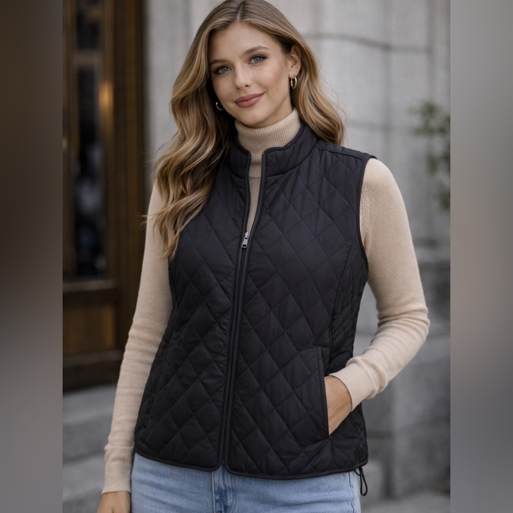 NWT Style & Co. Deep Black Quilted Puffer Vest Size M